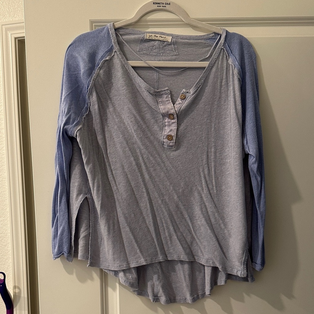 We The Free Light Blue Henley Blouse